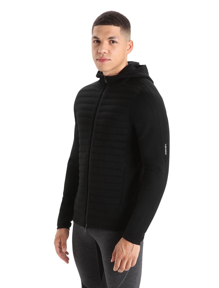 Icebreaker ZoneKnit™ Merino Insulated Long Sleeve Zip Miesten Huppari Mustat | FI 1266BEXC